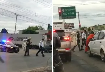 Tránsito detiene su patrulla para ayudar a persona con discapacidad visual en Los Mochis