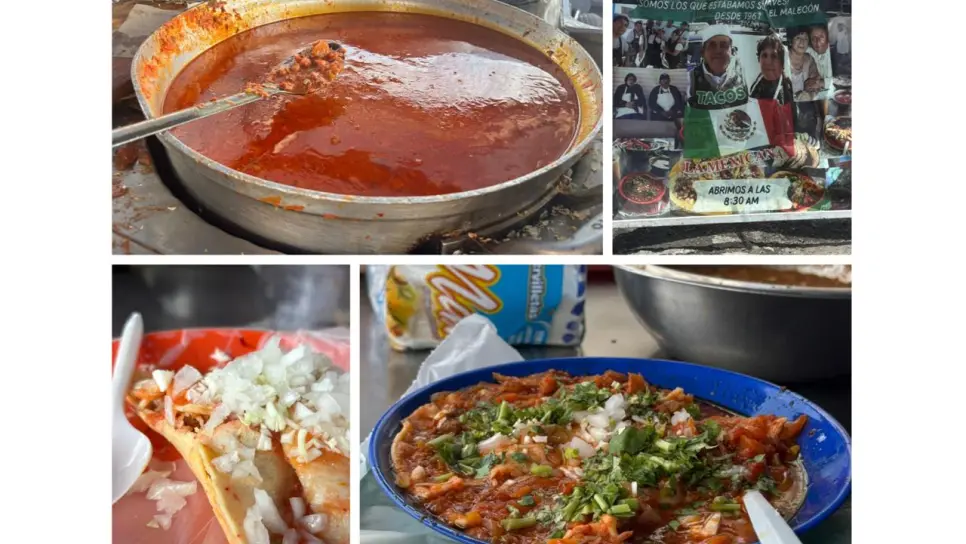 Tacos de caguamanta La Mexicana y su característica forma de ahogar el taco en Mazatlán Tacos de caguamanta La Mexicana y su característica forma de ahogar el taco en Mazatlán