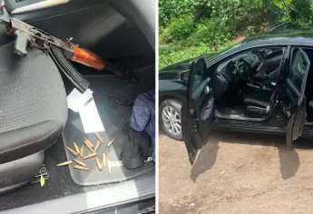 En Culiacán, Grupo Interinstitucional asegura 2 vehículos, un arma larga y 2 cargadores abastecidos