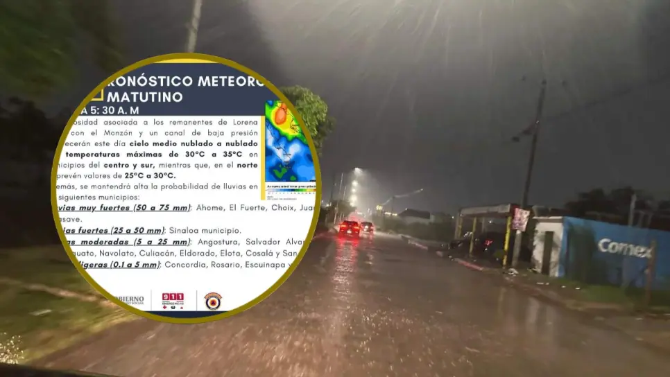 Las lluvias fuertes continúan este viernes en la zona norte de Sinaloa