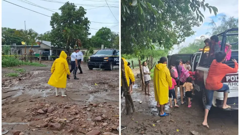 Suman 47 personas evacuadas en Higuera de Zaragoza por las inundaciones causadas por Lorena