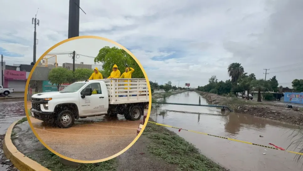 Alcalde de Ahome atiende inundaciones en la Higuera de Zaragoza