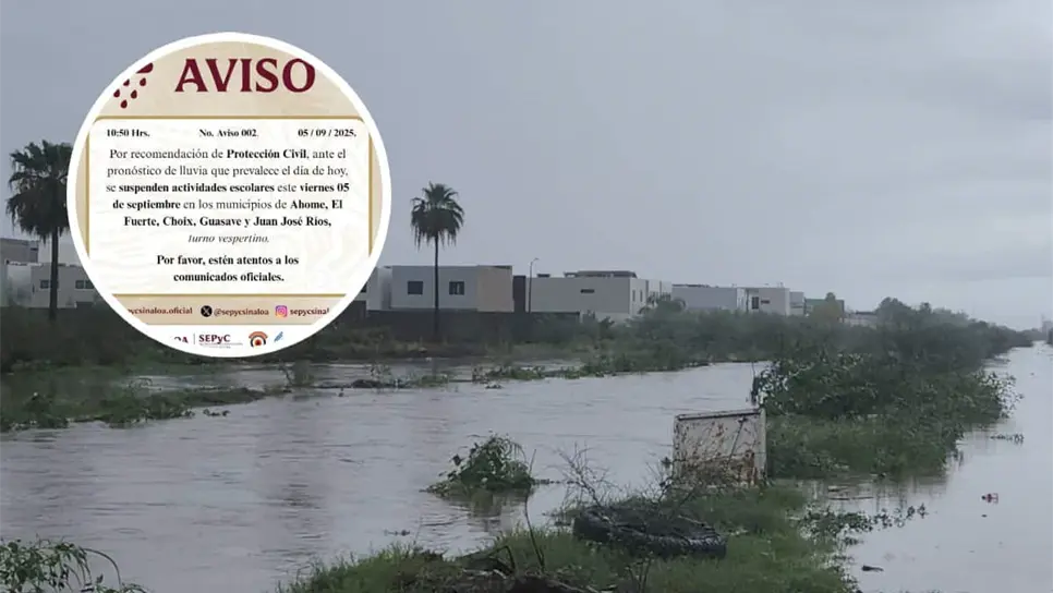 FOTO: Suspenden clases en turno vespertino en cinco municipios del norte de Sinaloa por lluvias