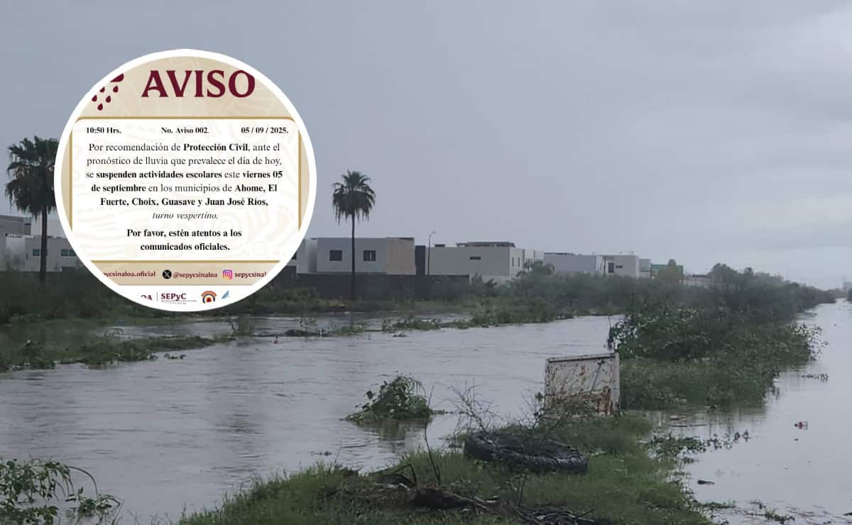 Suspenden clases en turno vespertino en cinco municipios del norte de Sinaloa por lluvias