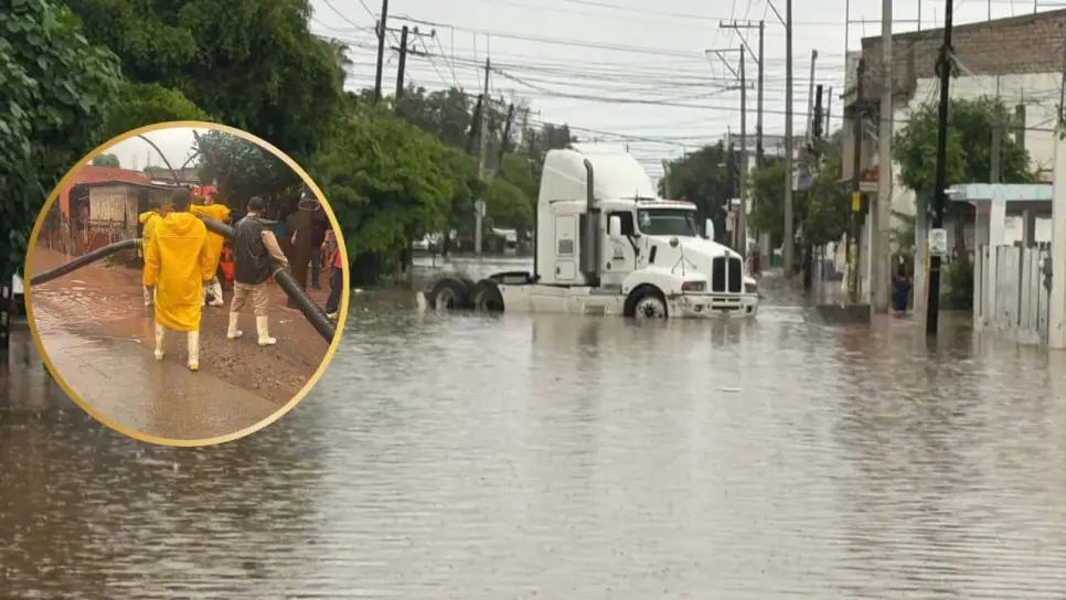Desfogue en Las Mañanitas mantiene inundación de calles en la Rosendo G. Castro en Los Mochis Desfogue en Las Mañanitas mantiene inundación de calles en la Rosendo G. Castro en Los Mochis