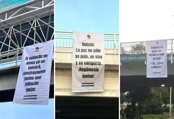 Tras un año de violencia aparecen mantas con mensajes de Paz en distintos puntos de Culiacán
