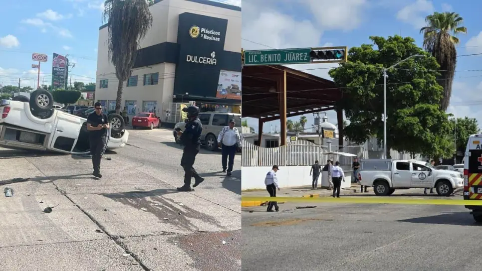 Vuelca camioneta de la FGJE en Los Mochis, peritos iban a realizar diligencias a El Fuerte