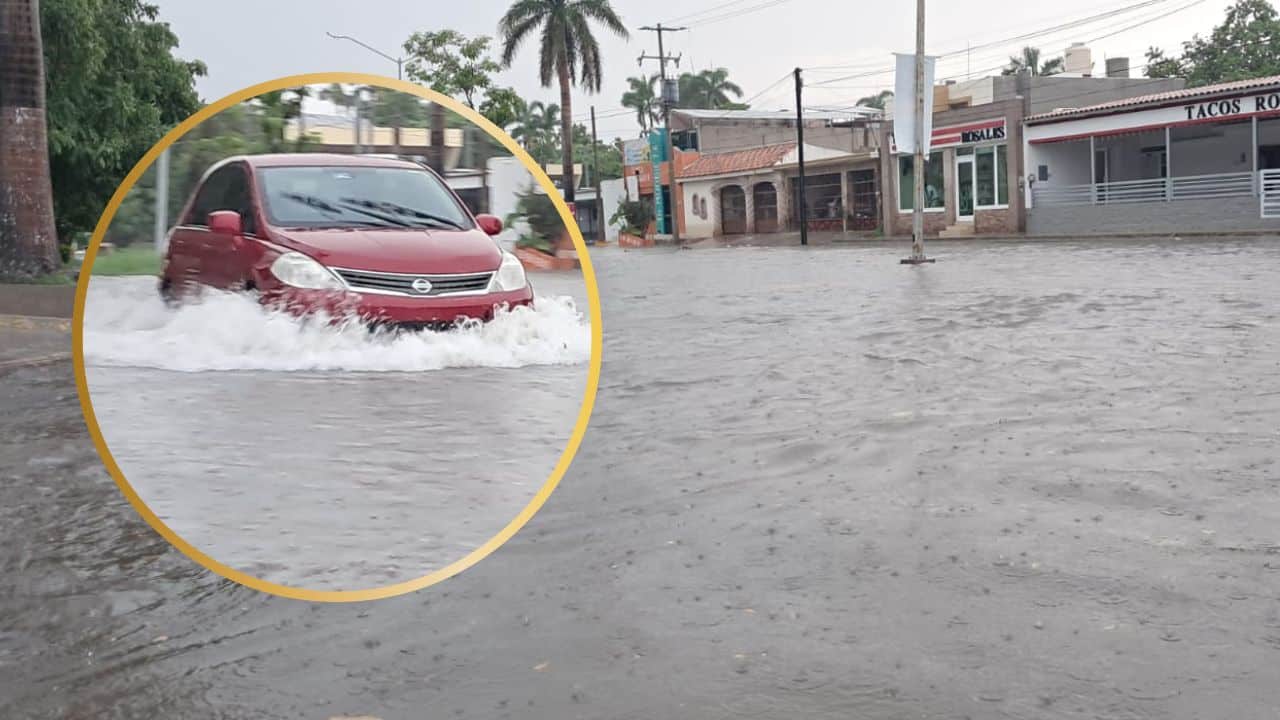 En minutos fuertes lluvias inundaron calles y colonias de Los Mochis En minutos fuertes lluvias inundaron calles y colonias de Los Mochis