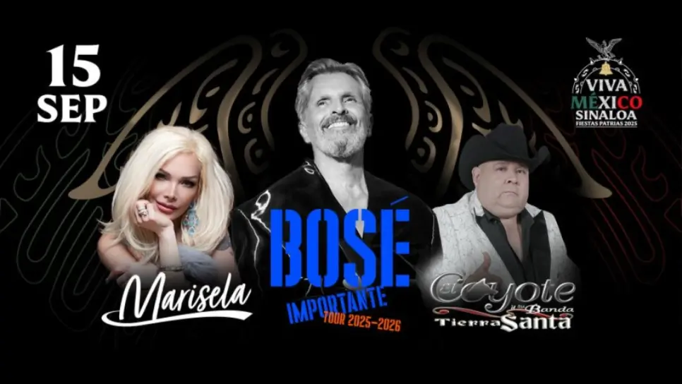 Miguel Bosé, Marisela y El Coyote son los artistas para el Grito de Independencia 2025 en Culiacán