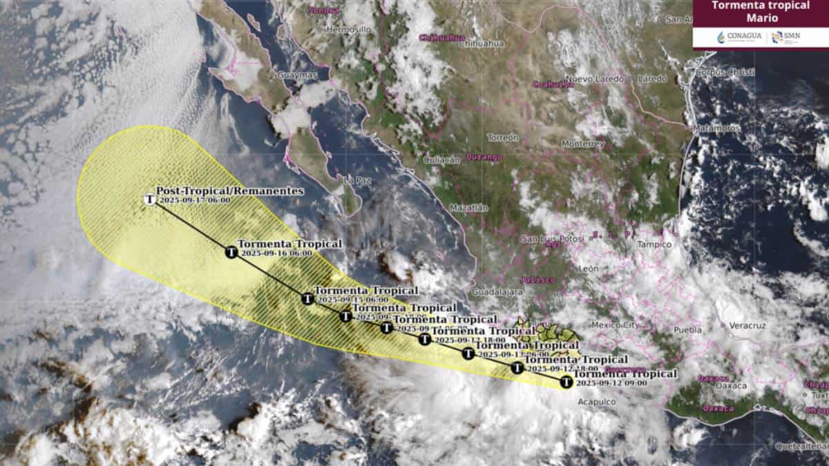 Tormenta tropical Mario: ¿Dónde se ubica?, esta es la trayectoria del fenómeno meteorológico