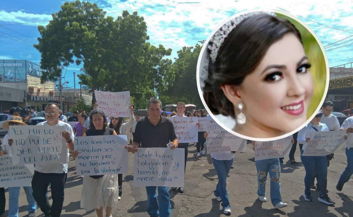 Maestros marchan exigiendo justicia por la muerte de la maestra Jesamel, en Culiacán