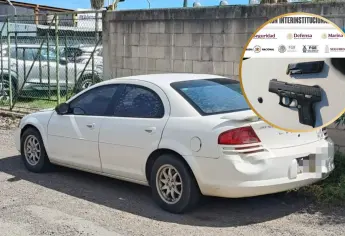Aseguran vehículo y arma de fuego tras reporte de asalto a un banco en Culiacán