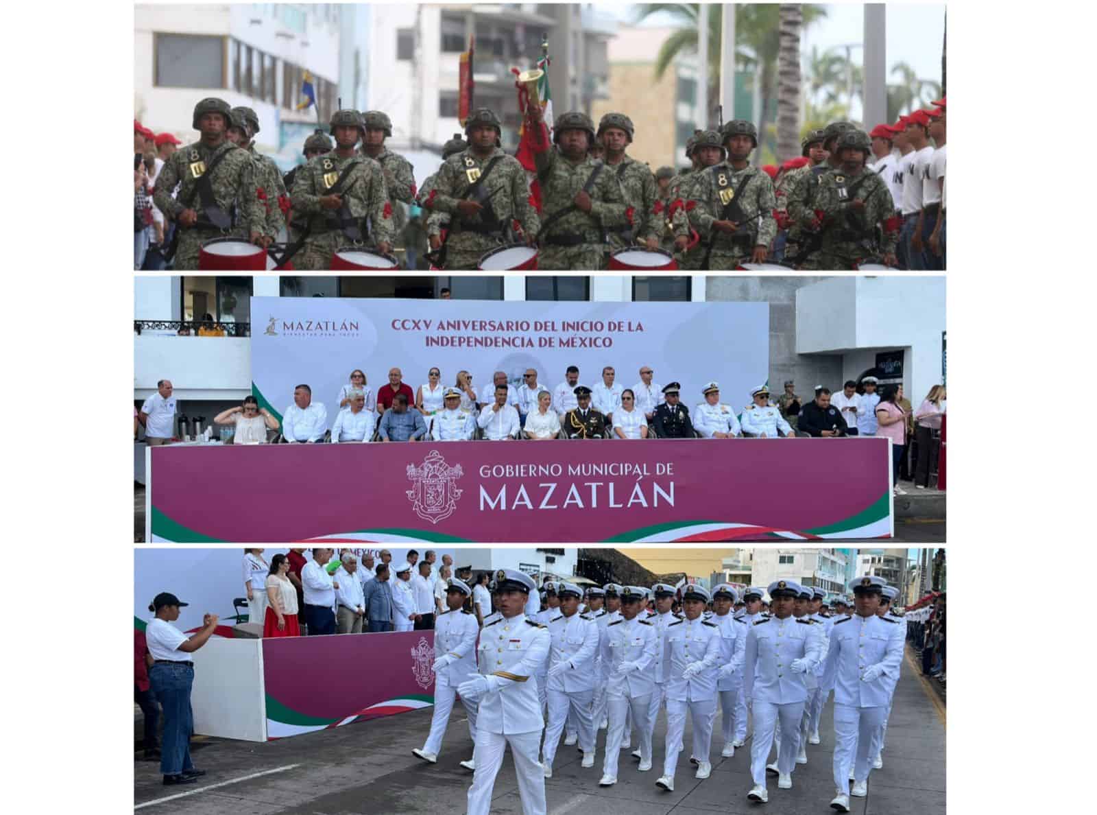 Con desfile conmemoran en Mazatlán el 215 aniversario de la Independencia de México
