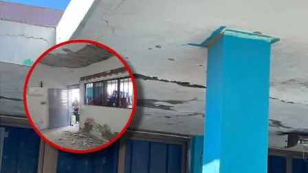 Alertan por riesgo de derrumbe en escuela de Huitussi, Guasave, por marquesina a punto de colapsar