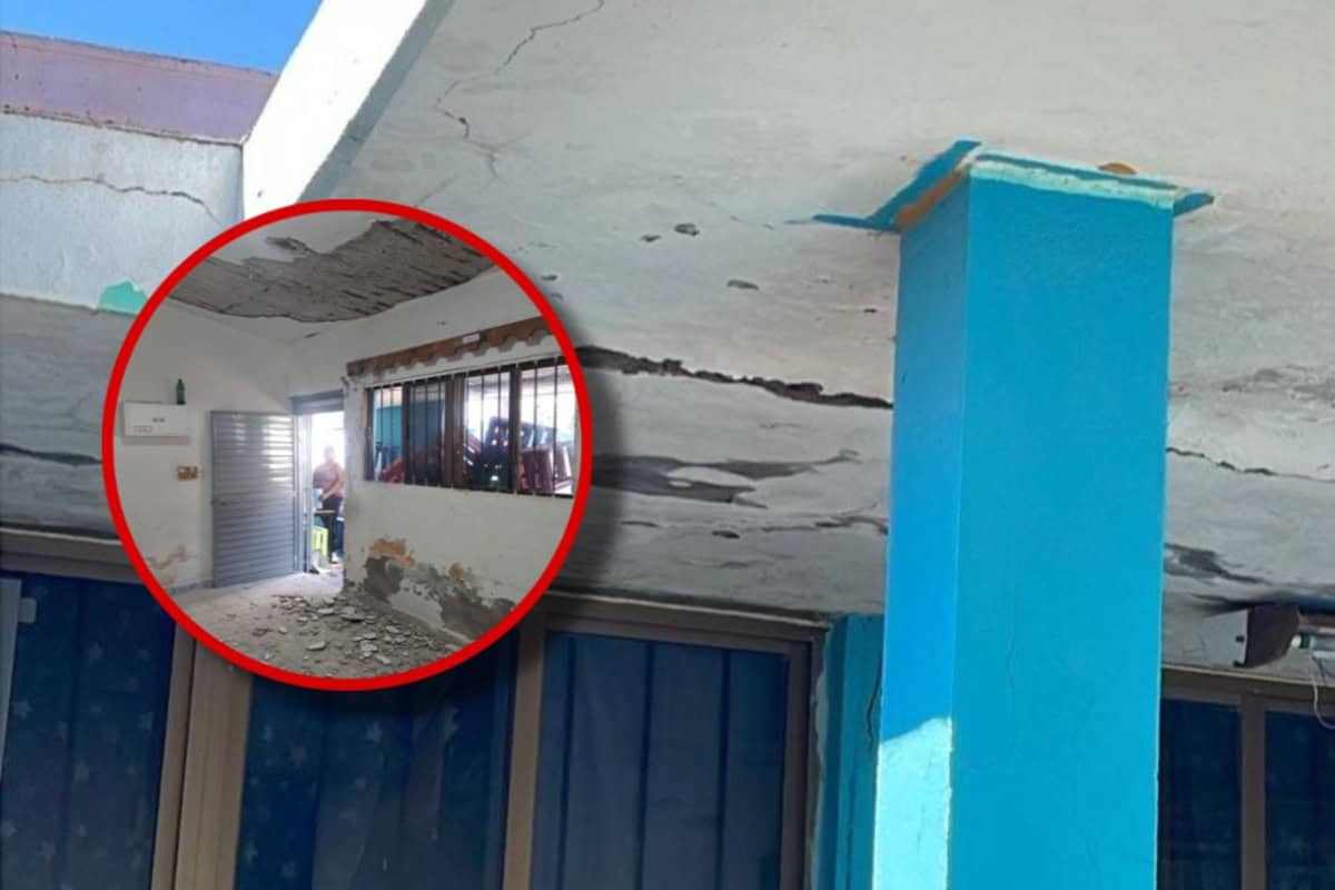 Alertan por riesgo de derrumbe en escuela de Huitussi, Guasave, por marquesina a punto de colapsar