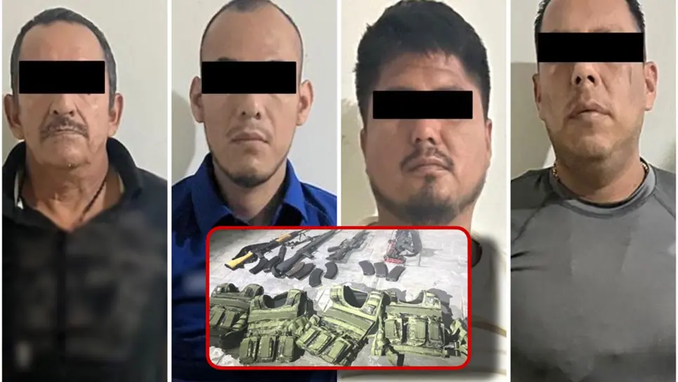 Detienen a 4 sicarios con Cuernos de Chivo, equipo táctico y municiones, en Culiacán