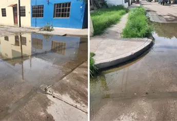 Malos olores y calles bloqueadas: vecinos viven el colapso del drenaje en Los Mochis