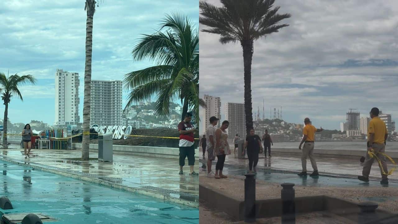 Cierran Malecón de Mazatlán por salida del mar