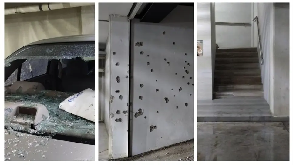 Así quedaron las paredes del estacionamiento en donde asesinaron al policía.