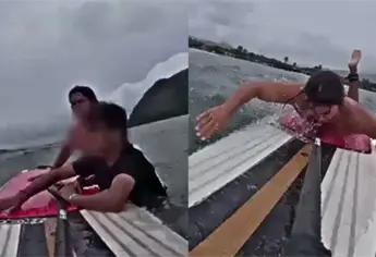 Salvavidas entra al mar en plena tormenta Priscila para salvar a un joven atrapado | VIDEO