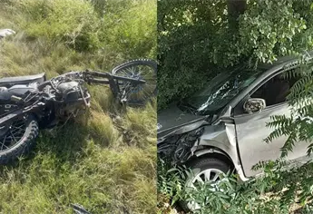 Joven motociclista resulta herida en aparatoso choque múltiple sobre la carretera Angostura–Guamúchil