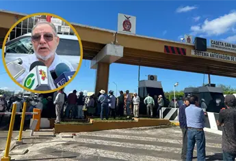 Autoridades de Ahome vigilan bloqueo en caseta de San Miguel