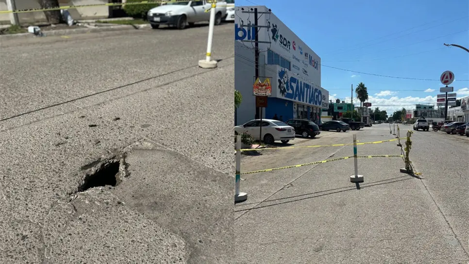 FOTO: Se abre otro socavón en Los Mochis, ahora en Santos Degollado y Cárdenas