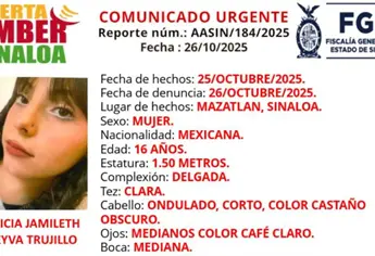 Reportan la desaparición de Alicia Jamileth, de 16 años, en Mazatlán