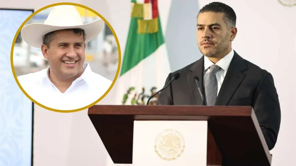 FOTO: El secretario de Seguridad, Omar García Harfuch, en conferencia de prensa hablando sobre el asesinato de Carlos Manzo