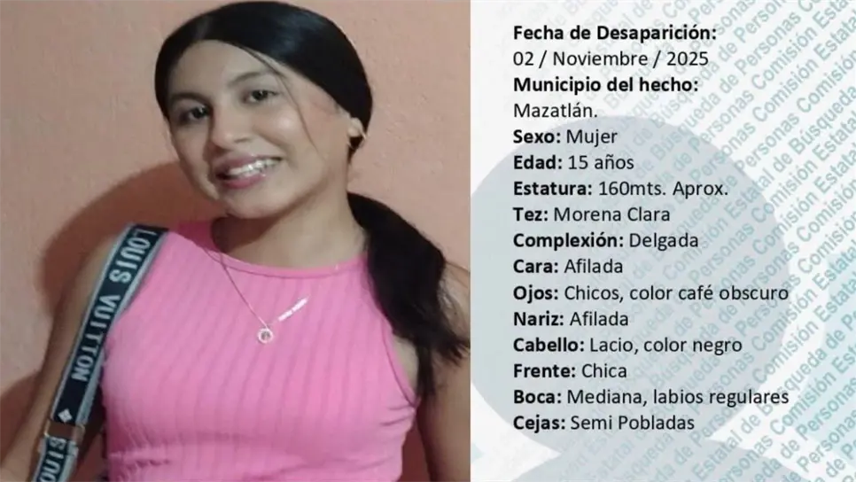 Desaparece quinceañera en Mazatlán; Danna Magdalena es buscada por familiares