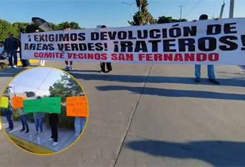 Vecinos de San Fernando en Los Mochis se manifiestan por presunta venta ilegal de áreas verdes