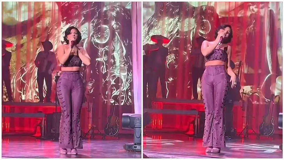 La cantante estaba en el escenario cuando gritó "Amarrr", recordando a la forma en la que le habló al sonorense durante la transmisión de los premios