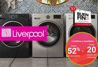 Ofertas del Buen Fin Liverpool: lavadoras a mitad de precio para que dejes de lavar a mano