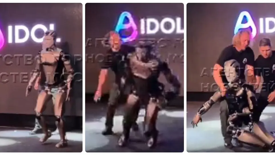 Momento en el que cae el robot. (FOTO: X).