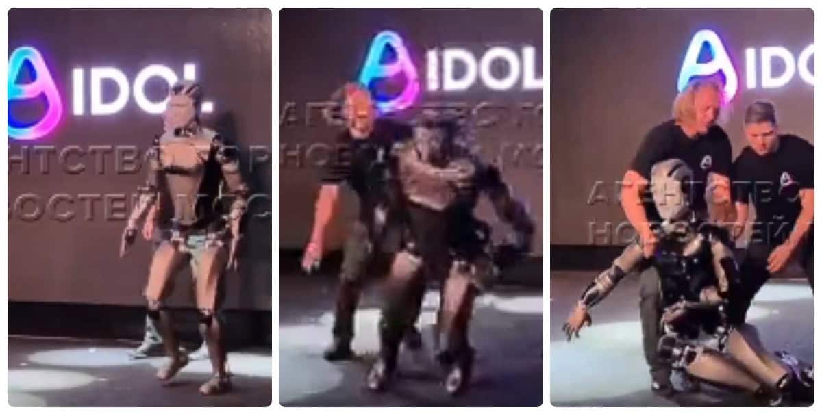 Robot ruso se cae durante su presentación
