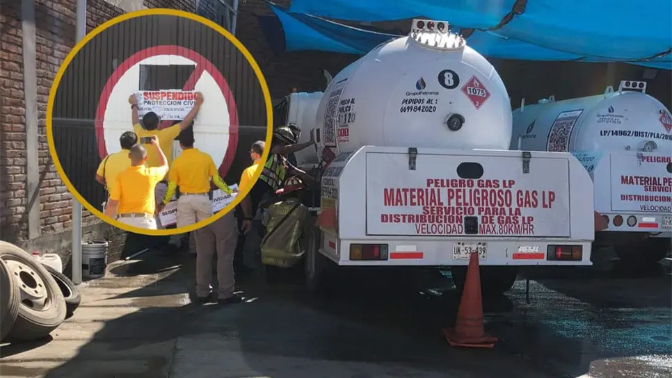 FOTO: en un patio de la gasolinera, había una fuga de gas saliendo de un vehículo  debido a que una manguera se soltó cuando se hacían unas reparaciones, generando que se vaciara el gas.