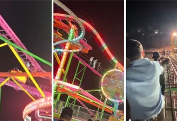 Montaña rusa falla en la Feria CANACO de Los Mochis; usuarios bajan caminando