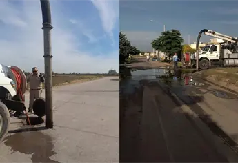 JAPAMA elimina laguna de aguas negras en Canteras 5 en Ahome