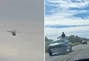 Helicóptero y convoy de 18 camionetas artilladas avanzan en operativo hacia la Sierra de Choix