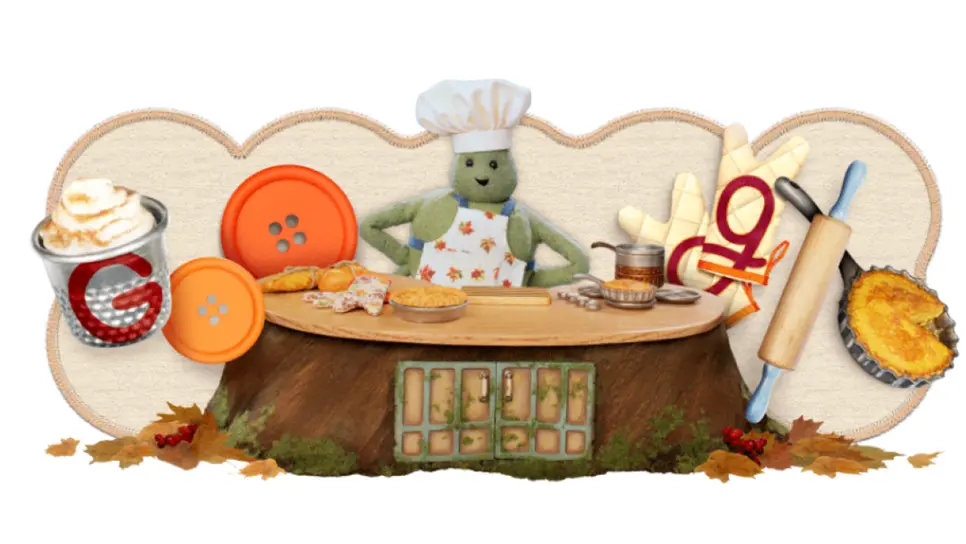 Así luce el Doodle de Acción de Gracias 2025. (FOTO: Google).