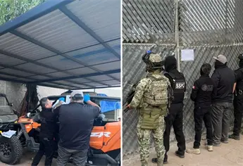 Aseguran vehículos y armamento en cateo de un rancho en la México 15 en Ahome