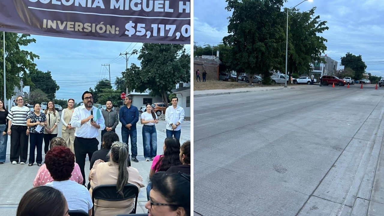 Gámez Mendívil entrega calle pavimentada en la colonia Miguel Hidalgo de Culiacán