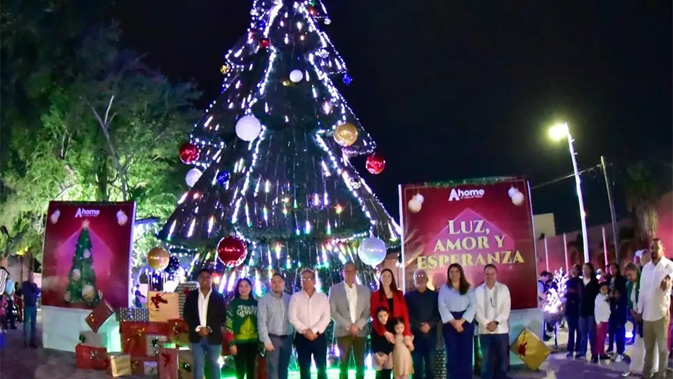 El tradicional pino navideño se encuentra frente a la Casa del Centenario. (FOTO: Rita Sánchez).