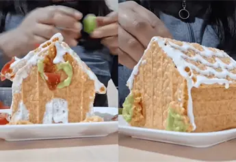 Mexicana crea casita de navidad con chicharrón prensado; así se prepara
