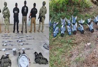 Fuerzas federales aseguran 100 explosivos artesanales y 14 armas largas en Escuinapa