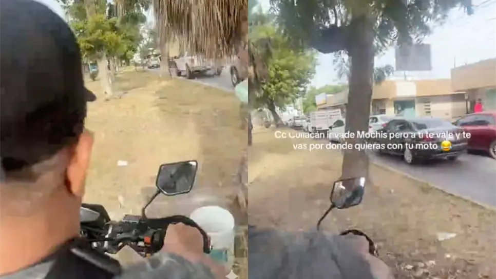 FOTO: Motociclista usa camellón como carril de circulación y se vuelve viral en Los Mochis