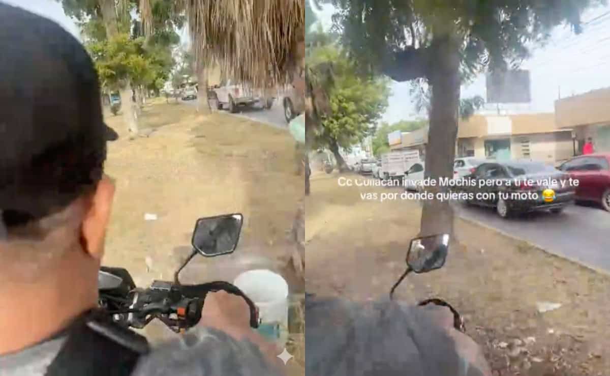 Motociclista usa camellón como carril de circulación y se vuelve viral en Los Mochis