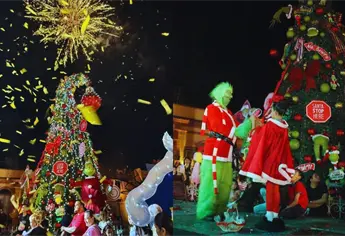 Navidad: El Grinch ilumina El Rosario, Sinaloa, y así luce el espectacular pino navideño