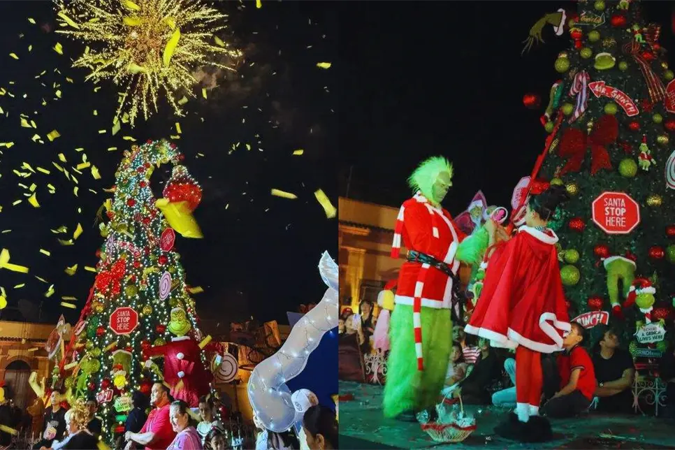 Navidad: El Grinch ilumina El Rosario, Sinaloa, y así luce el espectacular pino navideño