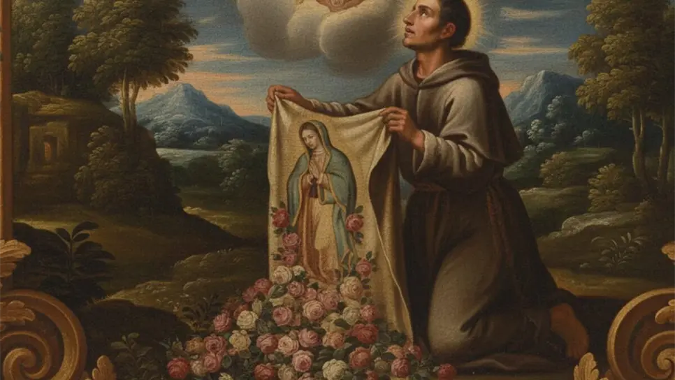 FOTO: San Juan Diego. El humilde mensajero de la Virgen María que cambió la historia religiosa del continente americano con el milagro de la tilma y las rosas de Castilla.